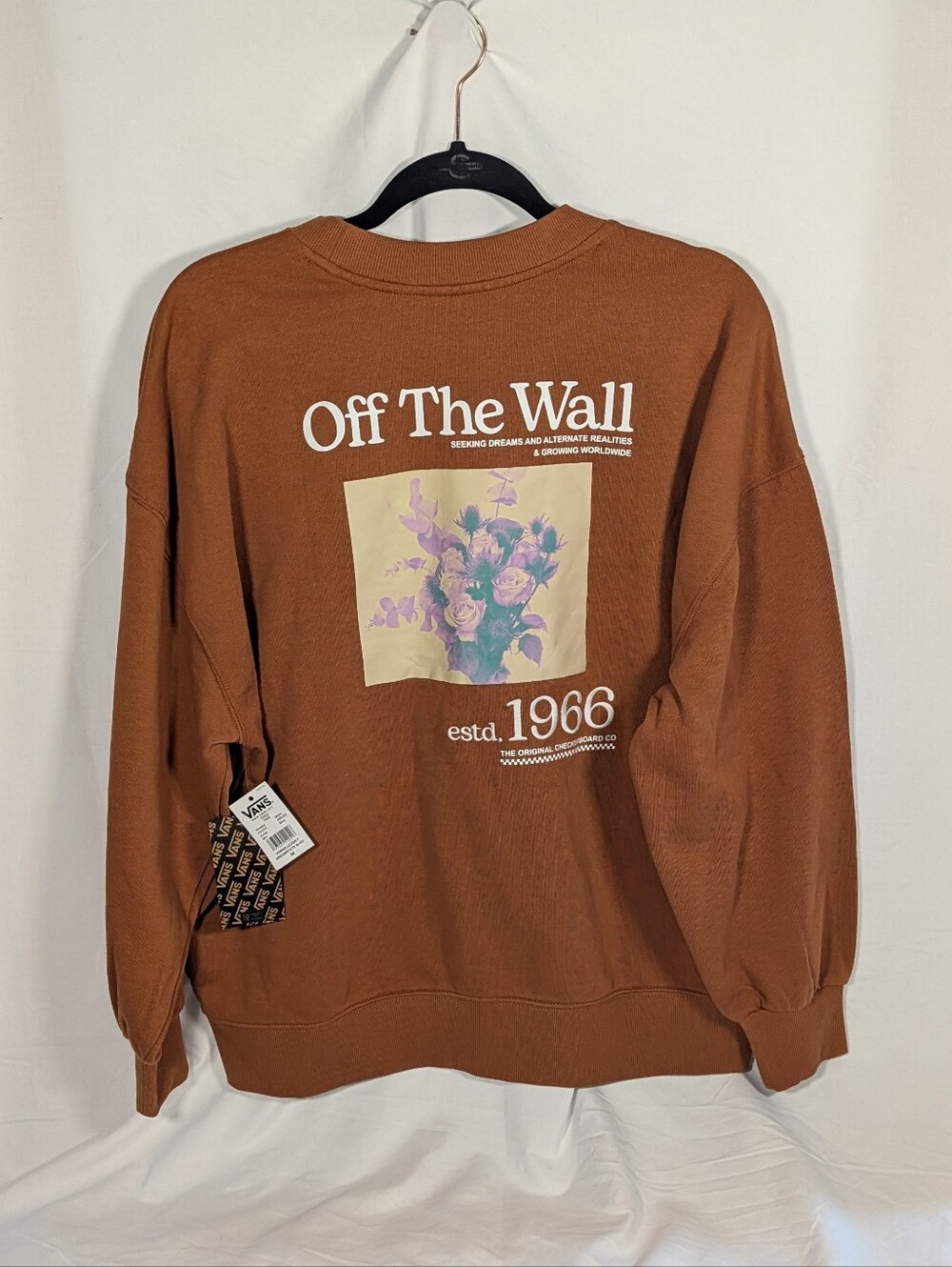 Vans Brown Crewneck Sweatshirt with Floral Back Graphic